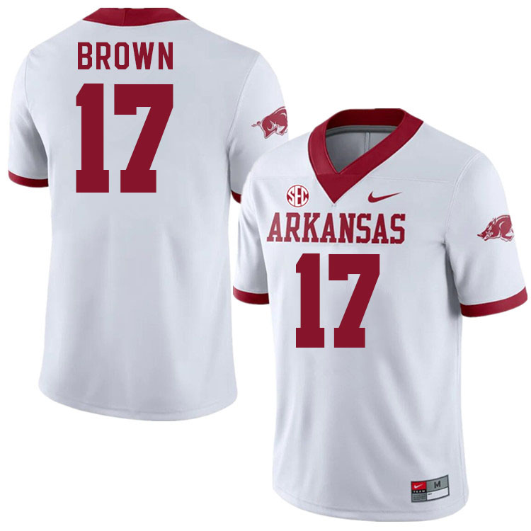 Men #17 CJ Brown Arkansas Razorbacks College Football Jerseys Stitched-Alternate White